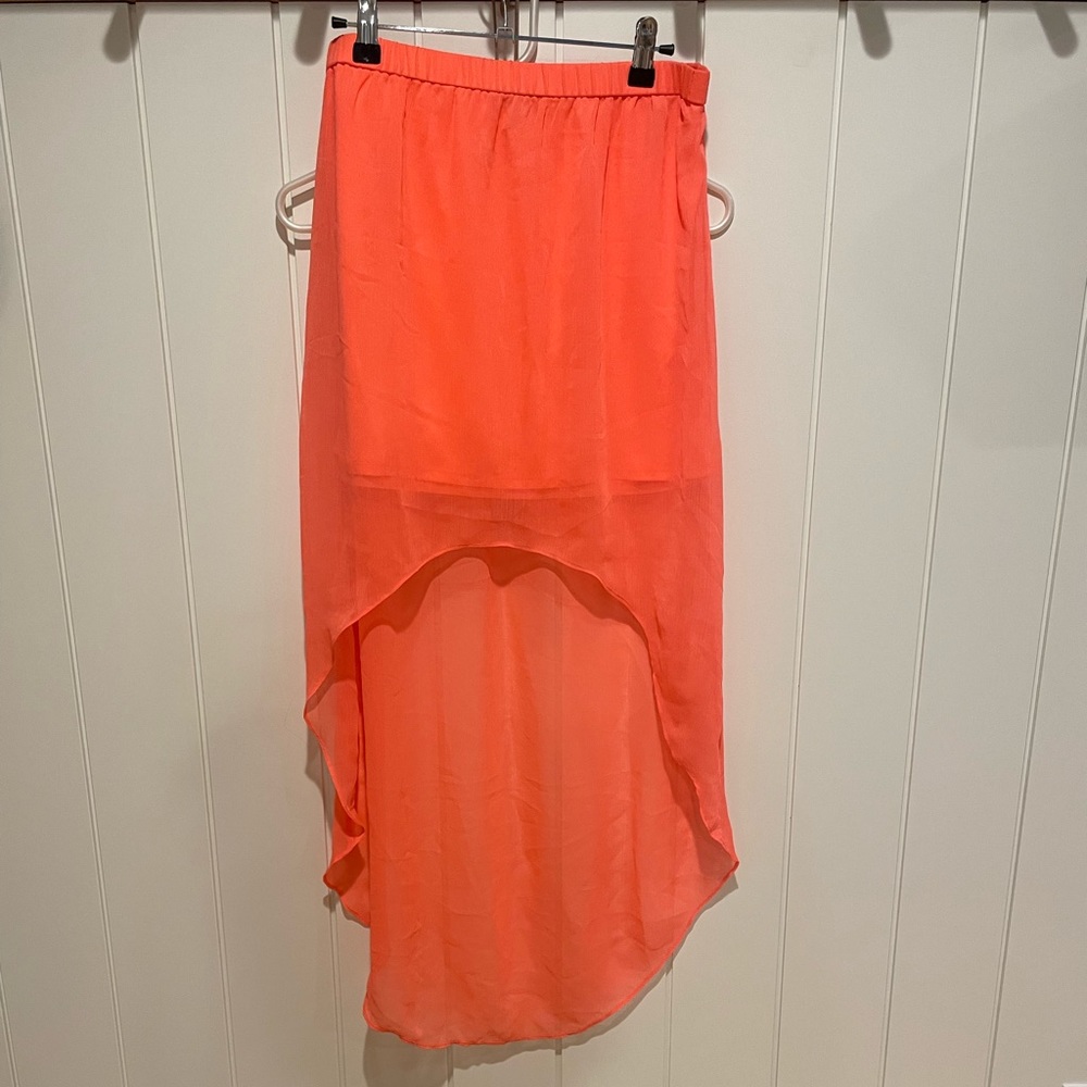 Express high low neon coral skirt